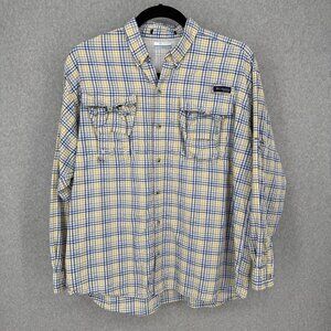 Columbia Mens Super Bahama Button Down Shirt Size XL Vented Fishing Roll Tab